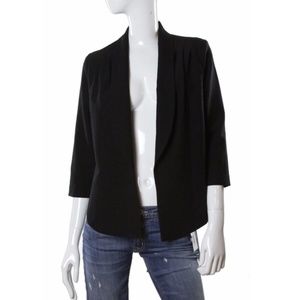 BAR III Pleated Crop 3/4 Sleeve Open-Front Blazer
